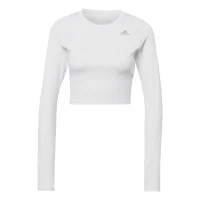 adidas Fast Flower Crop Running Shirt Langarm Damen - weiß
