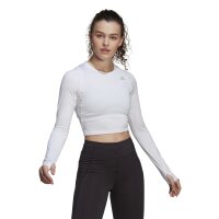 adidas Fast Flower Crop Running Shirt Langarm Damen - weiß M