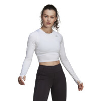 adidas Fast Flower Crop Running Shirt Langarm Damen - weiß L
