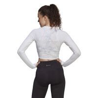 adidas Fast Flower Crop Running Shirt Langarm Damen - weiß L