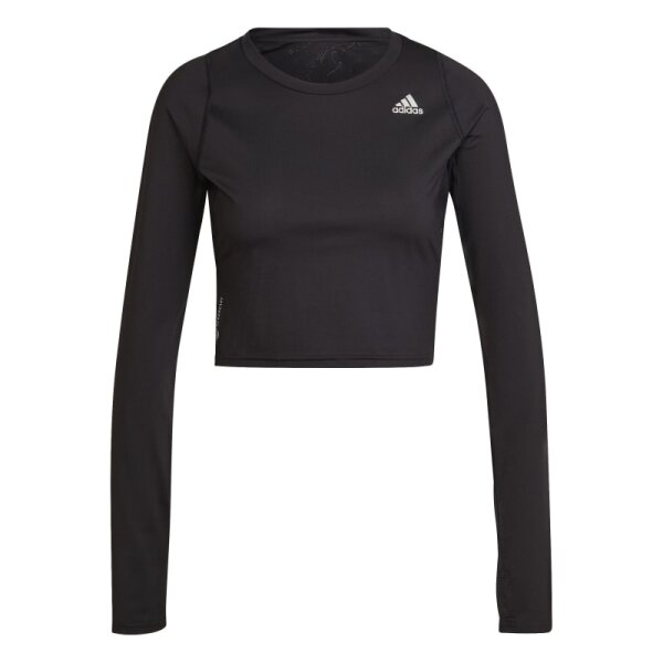 adidas Fast Flower Crop Running Shirt Langarm Damen - schwarz XS