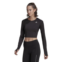 adidas Fast Flower Crop Running Shirt Langarm Damen - schwarz XS