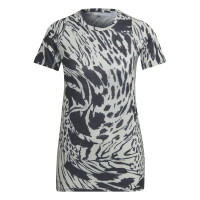 adidas Fast Allover Print Running T-Shirt Damen - schwarz/weiß -L