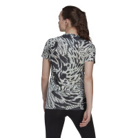 adidas Fast Allover Print Running T-Shirt Damen - schwarz/weiß -L