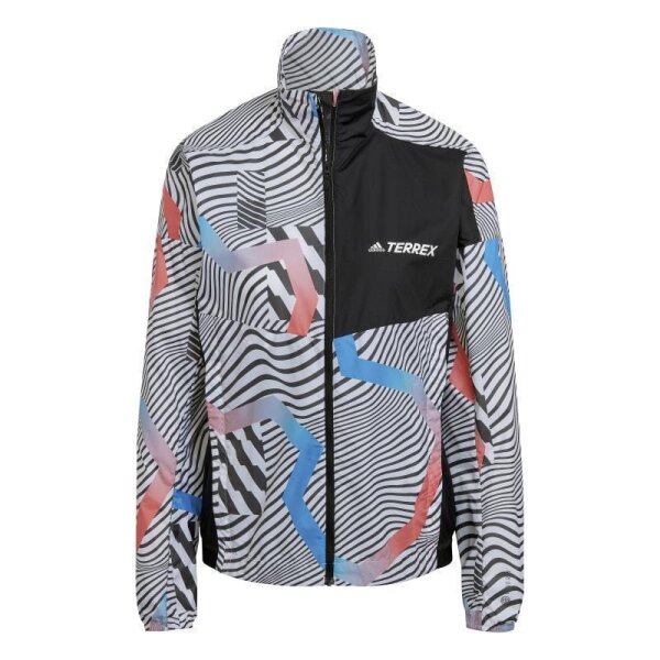 adidas Terrex Trail Running Printed Windbreaker Jacke Damen - weiß/schwarz -XS