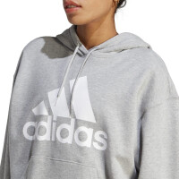 adidas Essentials Big Logo Oversized French Terry Hoodie Damen - grau/weiß -XS