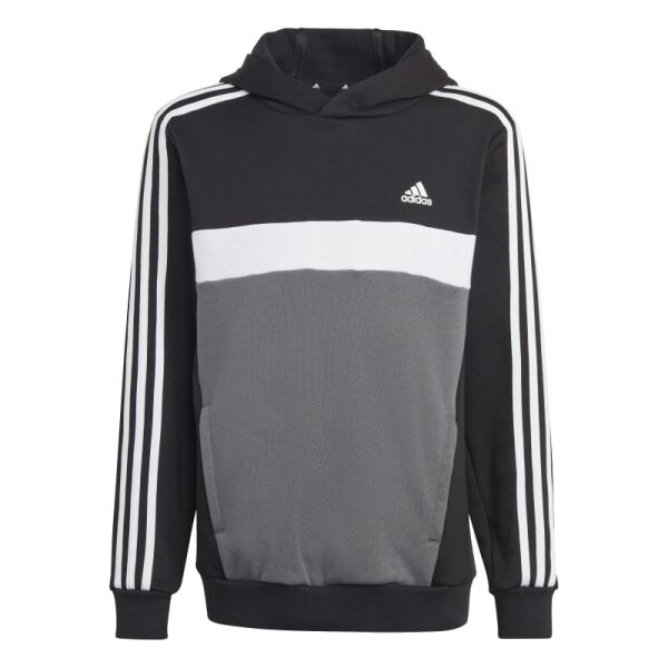adidas Tiberio 3-Streifen Hoodie Kinder - schwarz/weiß/grau - 164