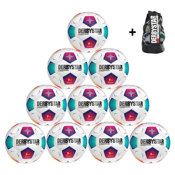 10x Derbystar Bundesliga Brillant Replica v23 23/24 + Ballsack - weiß