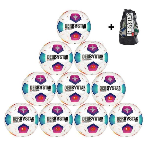 10x Derbystar Brilliant Replica S-Light 23/24 + Ballsack - weiß/blau
