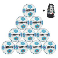 10x Derbystar Bundesliga Brillant Replica S-Light V24 Fußball + Ballsack - weiß/blau/pink-4