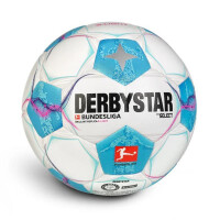 10x Derbystar Bundesliga Brillant Replica S-Light V24 Fußball + Ballsack - weiß/blau/pink-4