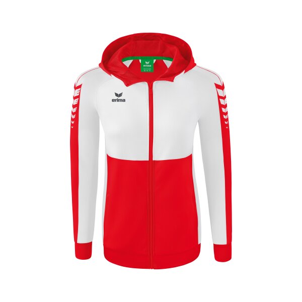 Erima Six Wings Trainingsjacke mit Kapuze Damen - rot/weiß - 36
