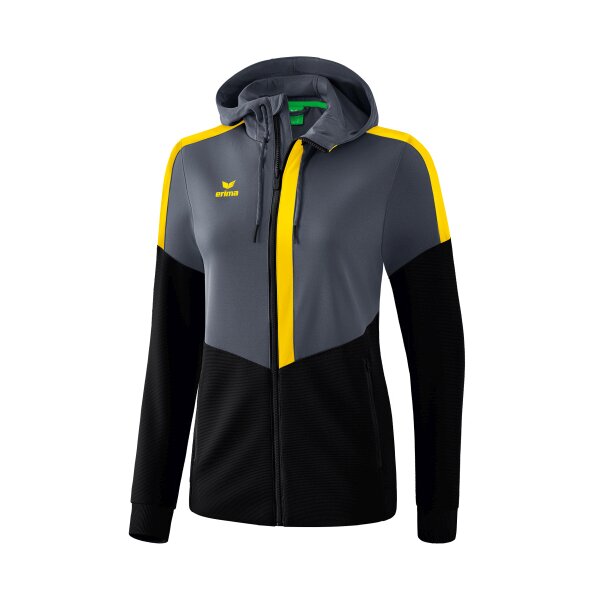 Erima Squad Trainingsjacke mit Kapuze Damen - grau/schwarz/gelb - 34