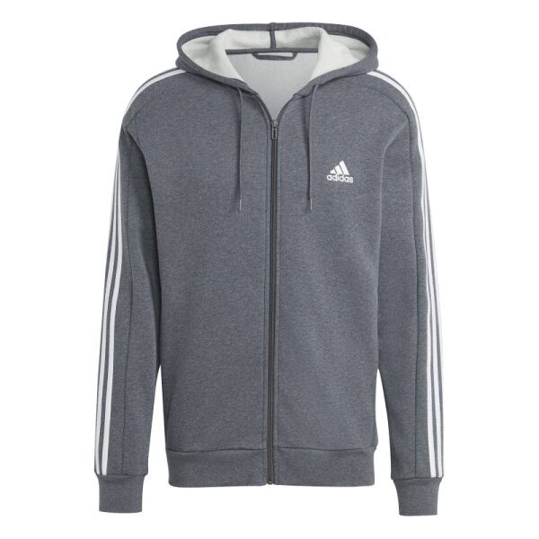 adidas Essentials 3-Streifen Full-Zip Hoodie Herren - grau/weiß - XL