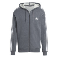 adidas Essentials 3-Streifen Full-Zip Hoodie Herren - grau/weiß - XL