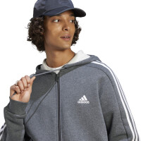adidas Essentials 3-Streifen Full-Zip Hoodie Herren - grau/weiß - XL