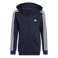 adidas Essentials 3-Streifen Fleece Full-Zip Hoodie Kinder - navy/weiß - 128