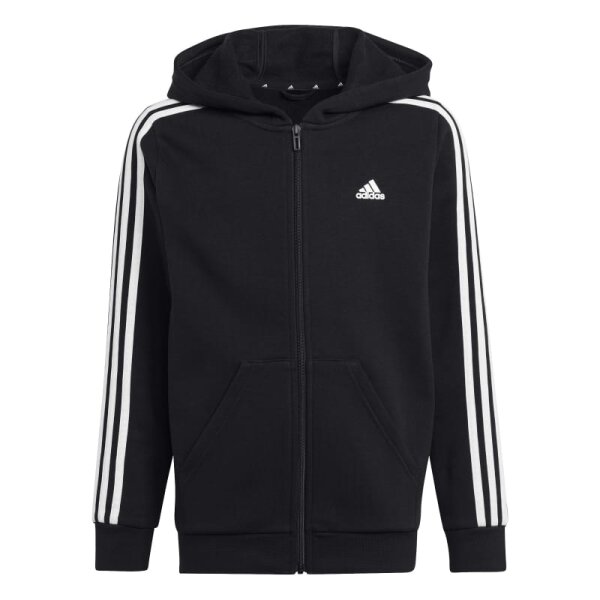 adidas Essentials 3-Streifen Fleece Full-Zip Hoodie Kinder - schwarz/weiß - 140