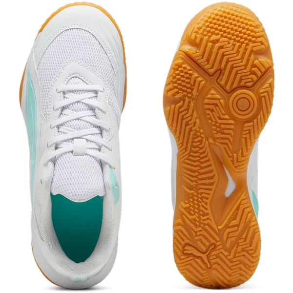 Puma Solarflash III Hallenschuhe Kinder - weiß/türkis-35.5