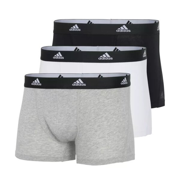 adidas Boxershorts Trunk 3er Pack Herren - grau/weiß/schwarz-L