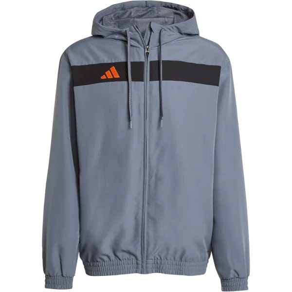 adidas Tiro 25 Essentials Woven Full-Zip Hoodie Herren - grau/schwarz/rot - XL