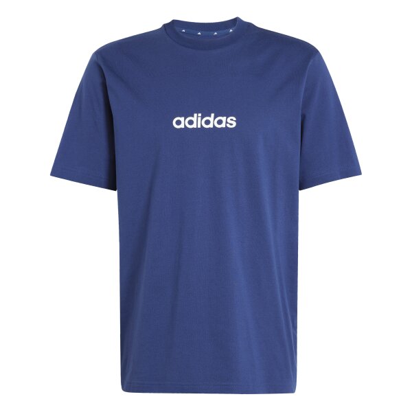 adidas Essentials Linear T-Shirt Herren - blau/weiß