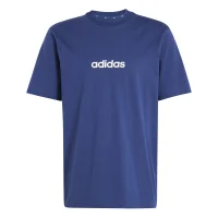 adidas Essentials Linear T-Shirt Herren - blau/weiß