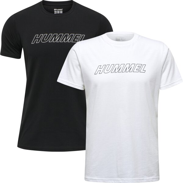 hummel Hmlte Callum 2-Pack Cotton T-Shirt Herren - black/white grey