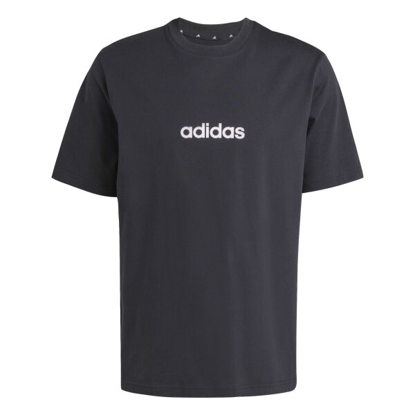 adidas Essentials Linear Single Jersey T-Shirt Herren - schwarz/weiß