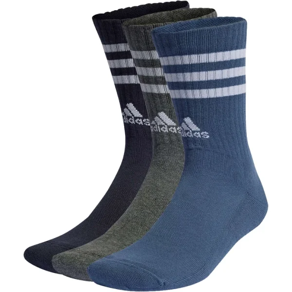 adidas 3-Streifen Cushioned Crew Socken 3er-Pack - navy/grau/blau