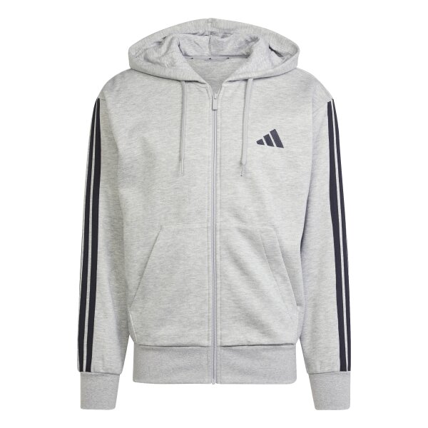 adidas Essentials 3-Streifen Kapuzenjacke Herren - hellgrau/schwarz