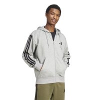 adidas Essentials 3-Streifen Kapuzenjacke Herren - hellgrau/schwarz