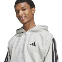 adidas Essentials 3-Streifen Kapuzenjacke Herren - hellgrau/schwarz