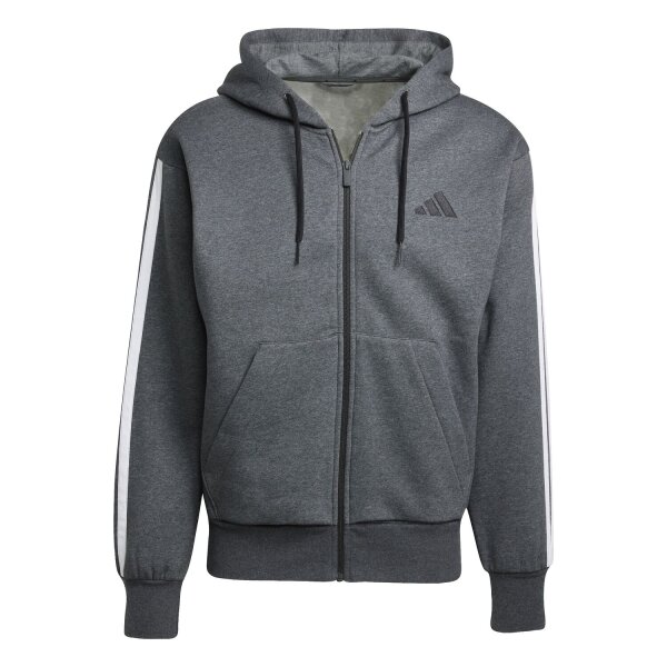 adidas Essentials 3-Streifen Kapuzenjacke Herren - dunkelgrau/weiß