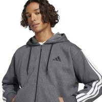 adidas Essentials 3-Streifen Kapuzenjacke Herren - dunkelgrau/weiß