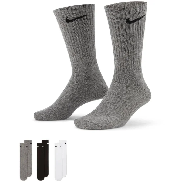 Nike Everyday Lightweight Crew Trainingssocken (3 Paar) grau/schwarz/weiß
