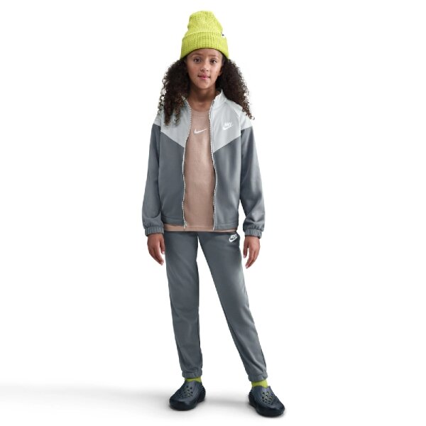 Nike Sportswear Dri-FIT Kapuzen-Trainingsanzug Kinder - grau/weiß