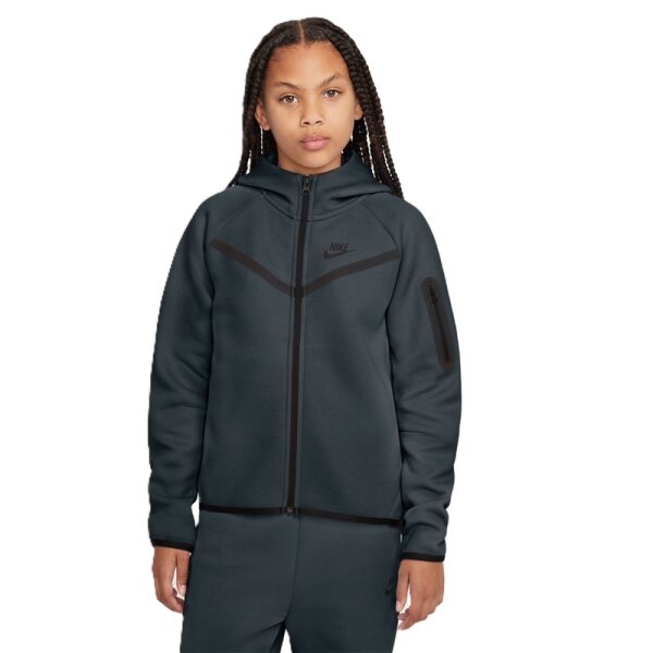 Nike Sportswear Tech Fleece Kapuzenjacke Kinder - dunkelgrau/schwarz
