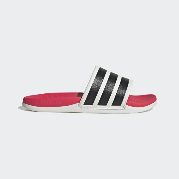 adidas Adilette Comfort 2.0 Badeschlappen - crystal white/core black/lucid red